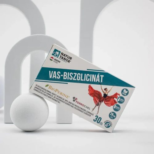 Natur Tanya® Szerves Vas-biszglicinát + BioPerine® – Újgenerációs vaspótlás (30 db)