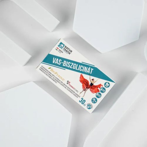 Natur Tanya® Szerves Vas-biszglicinát + BioPerine® – Újgenerációs vaspótlás (30 db)