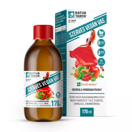 Natur Tanya® Szerves Vegán Vas szirup – Quatrefolic® foláttal (170 ml)
