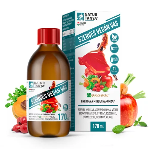 Natur Tanya® Szerves Vegán Vas szirup – Quatrefolic® foláttal (170 ml)