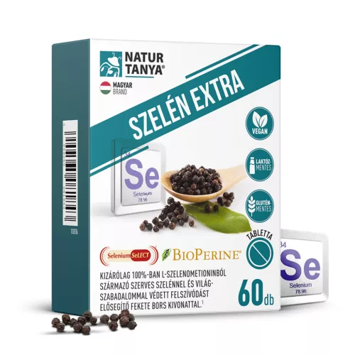 Natur Tanya® Szelén Extra – szerves szelén és BioPerine® (60 db)