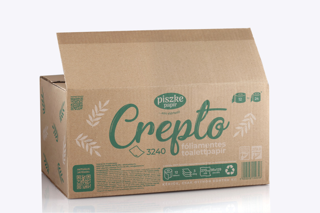 Crepto 3240 3 rétegű 270 lapos toalett papír 12 tekercs Crepto 3240 3 rétegű 270 lapos toalett papír 12 tekercs